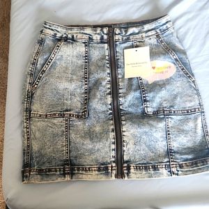 Denim zip up Skirt
